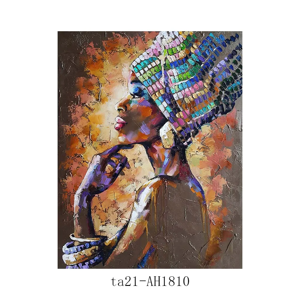 現代の肖像画手作り油絵女の子バック2つの翼ゴールド背景絵絵画