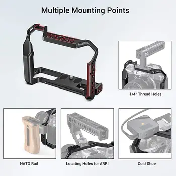 SmallRig X-T4 Camera Cage for FUJIFILM X-T4, Aluminum Alloy Cage with NATO Rail and Cold Shoe Mount for Microphone and Light detail image