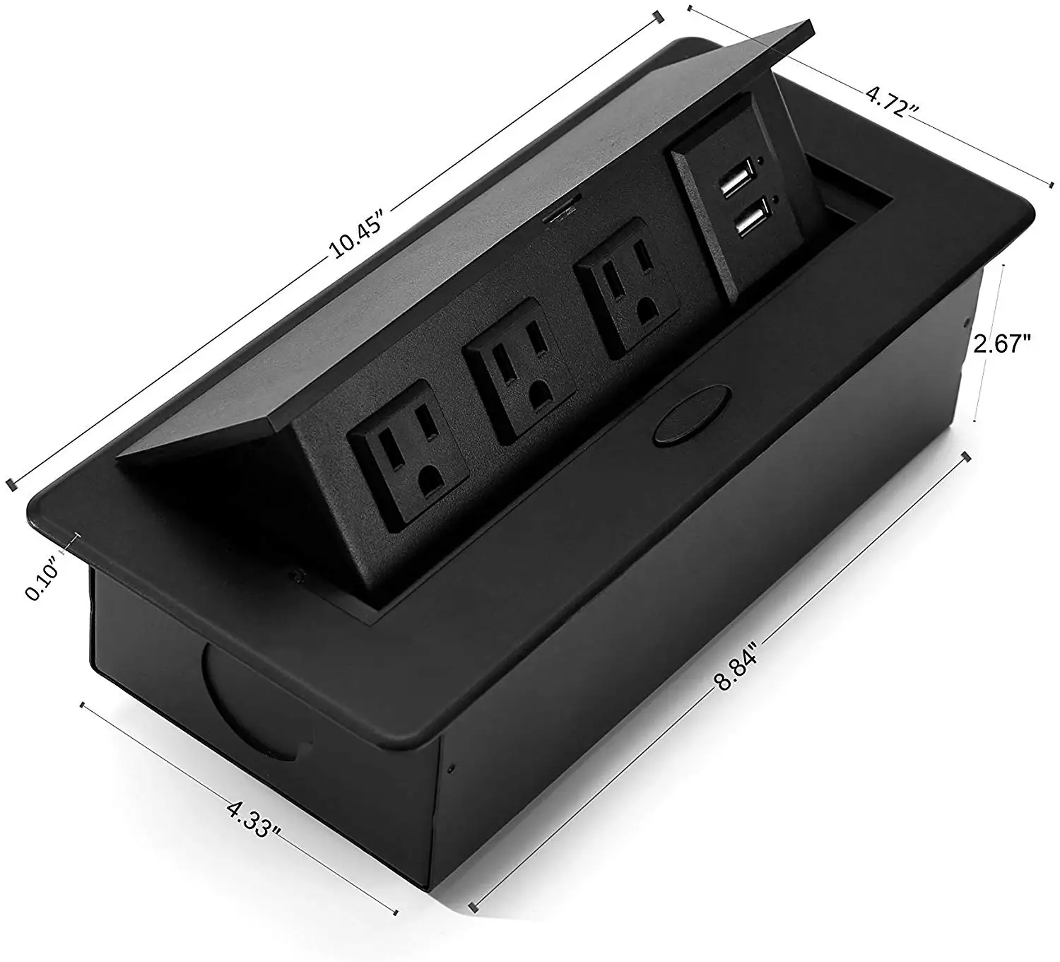 US Standard Conference Table Damped Soft Open Pop up Socket Floor Table Socket with 3AC Power Outlet 2 Usb Charging
