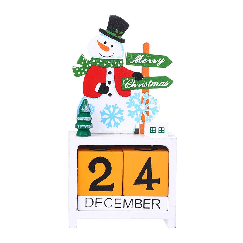 PUSELIFE Wooden Desk Advent Calendar Custom Christmas Wood Desk Countdown Block Cubes Calendar Stand Perpetual Calendar Cubes