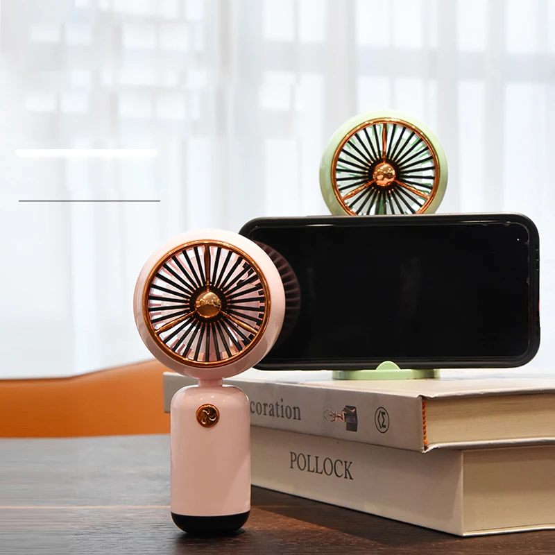 Portable Mini USB Rechargeable Personal Fan Handheld Small Desk Fan Base Eyelash Makeup Travel Car Application Cooling Feature