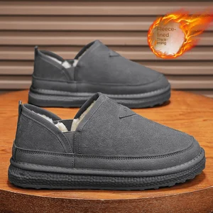 2026 Winter New Style Men's Casual Faux Cotton Suede Shoes Warm Low-Top Fur Lining British Pedal Tide Breathable Cold-proof