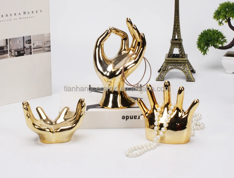 High Luxury Variously Golden Hand shaped Tray Holders Ceramic Jewelry Tray Ring Dish For Hotel Bedroom Decors.jpg