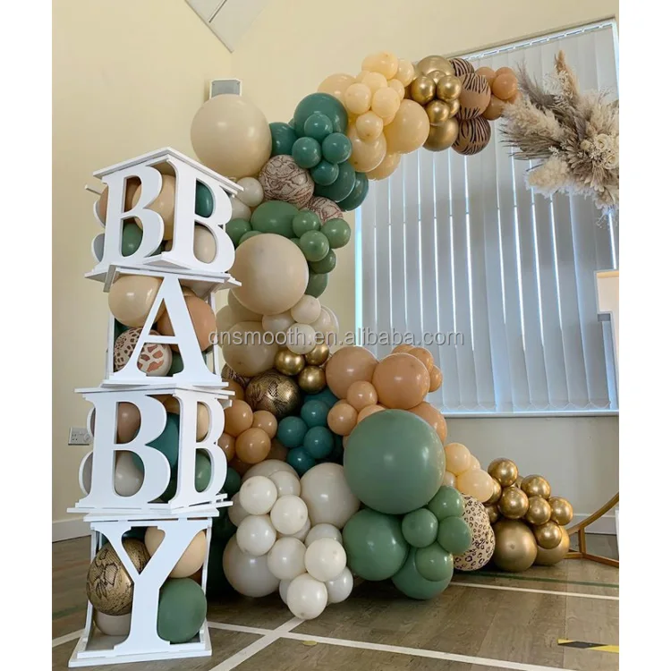 venta caliente blanco bebé ducha cajas partido decoraciones globos cajas  bebé amor bloques con letras