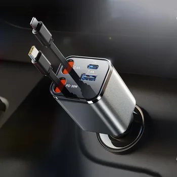 Retractable Car Charger 69W Car Charger USB C for iPhone 16 17 Fast Charging, Car Accessories, Car Adapter Travel Essentials