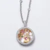 Collana con scatola rotonda in oro pieno di diamanti - Scatola vuota in argento