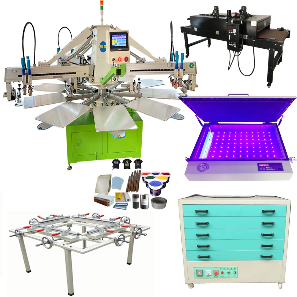 Automatic High Speed 3 Color 10 Stations Screen Printing Machine with Everything