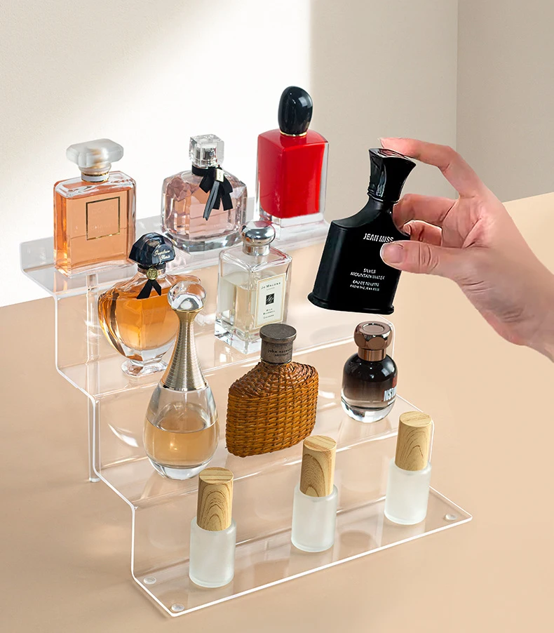 Transparent Multi-Layer Pop Figures Acrylic Riser Stepped Display Stand Jewelry Perfume Storage Acrylic Display Stand details