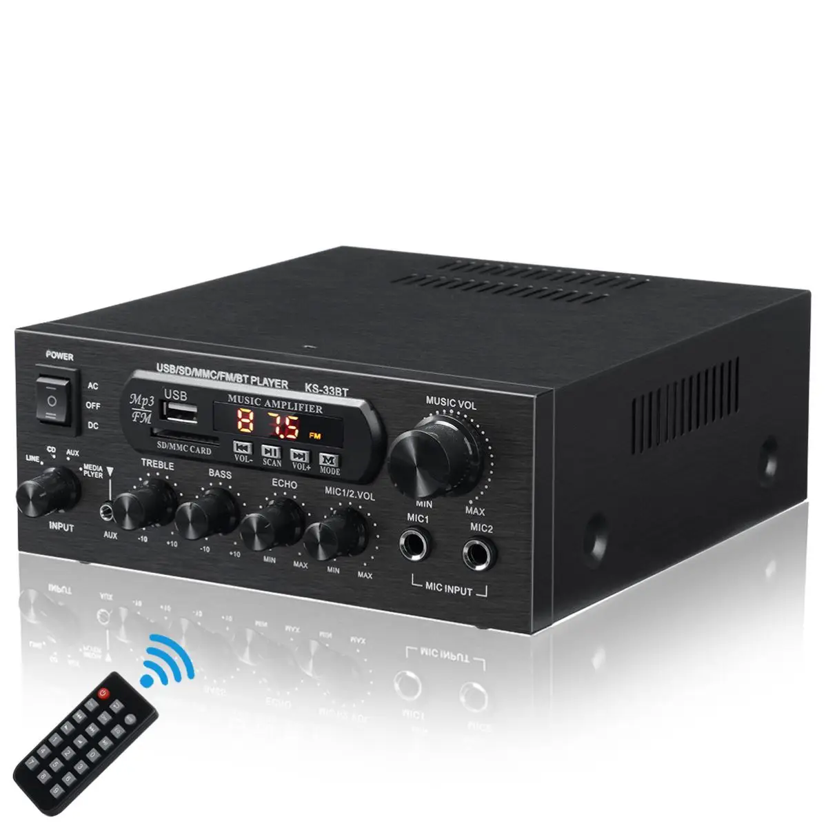  Theater Amplifier KS-33BT 本体 KS-33BT HiFi Digital Amplifier - Bluetooth Stereo, USB, FM Radio
