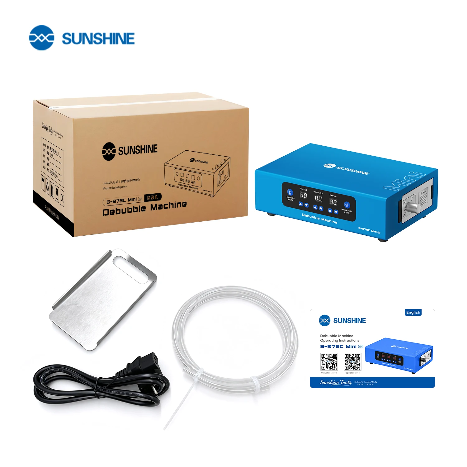 SUNSHINE SS-978C Mini V2.0 Automatic Screen Bubble Remover 7Inch Digital Pressure Control Debubble Machine for LCD Screen Repair