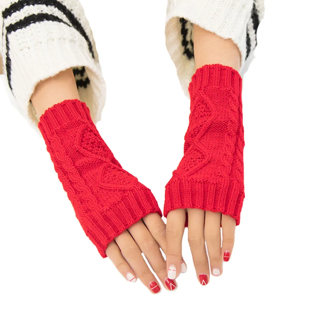 Fashion Womens Gloves Arm Warmer Long Fingerless Knitted Crochet Wool Winter 