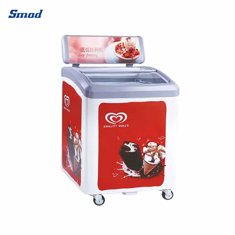 Glass Door Mini Freezer for Ice Cream and Food