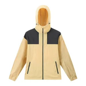 UPF50+ Color Block Ice Silk Lightweight Sun Protection Unisex Woven Skin Jacket Button-Up Collar Wrinkle-Resistant Fabric Made