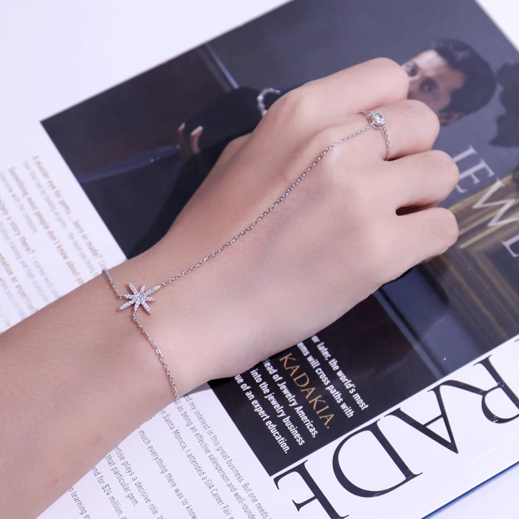 Buy Diamond Solitaire Ring Bracelet, Gold Hand Chain Diamond Bracelet, 14k  Gold Finger Bracelet, Simple Chain Diamond Bracelet Online in India - Etsy