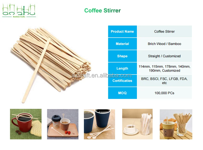 Wooden High Quality Coffee Stirrer Whosale Natural Free Classic Wooden ...