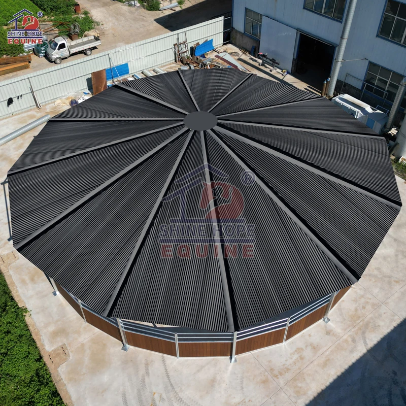 Dia.10m Covered Lunging Area Metal Frame Round Pen Cover Lunging Arena ...