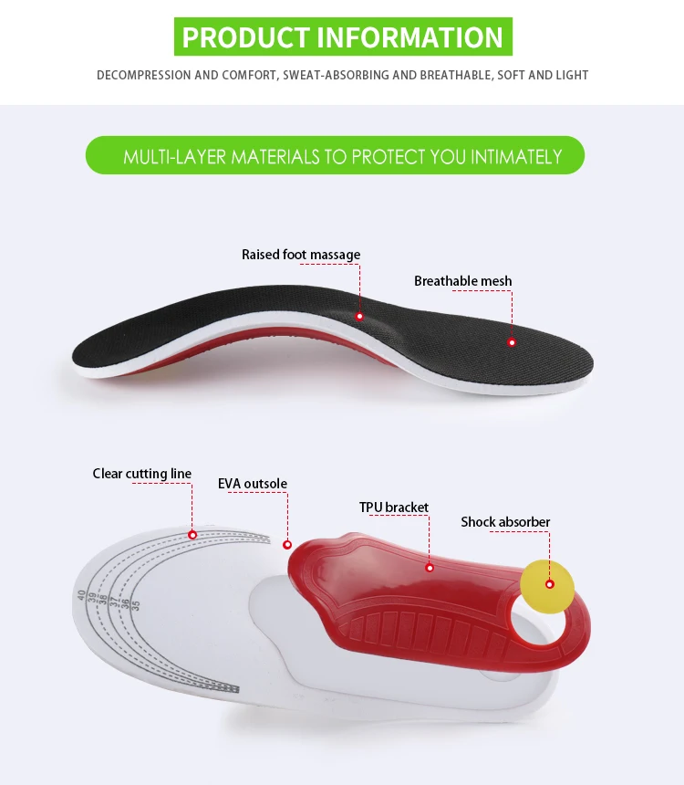 Joghn Flatfoot Orthopedic Orthotic Arch Support Insole Corrector For