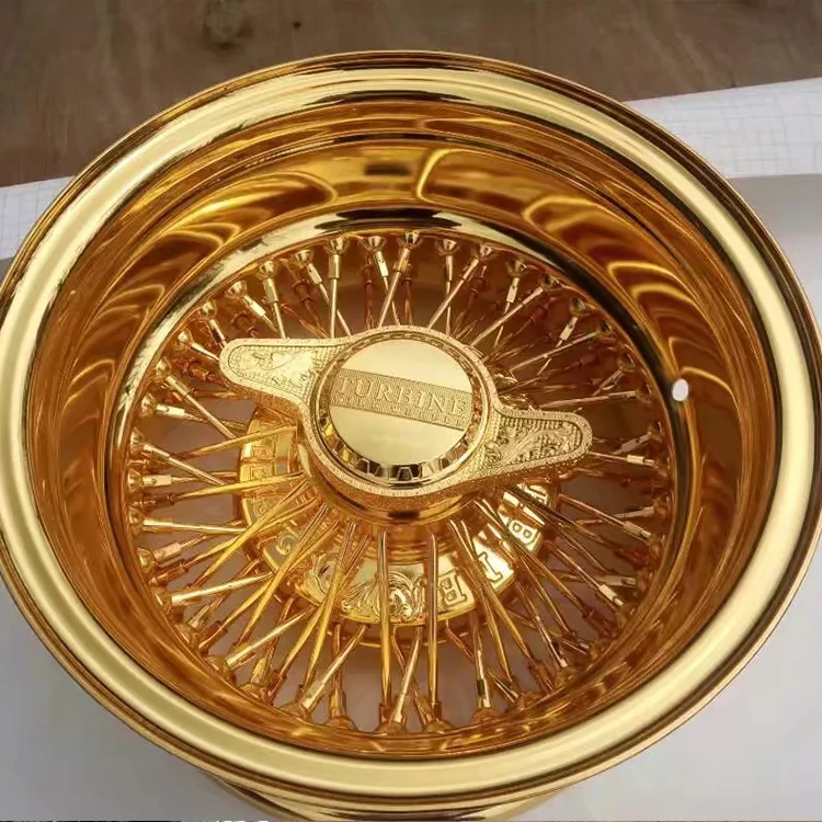 18x8金メッキ100スポークスチールワイヤーセンターロック