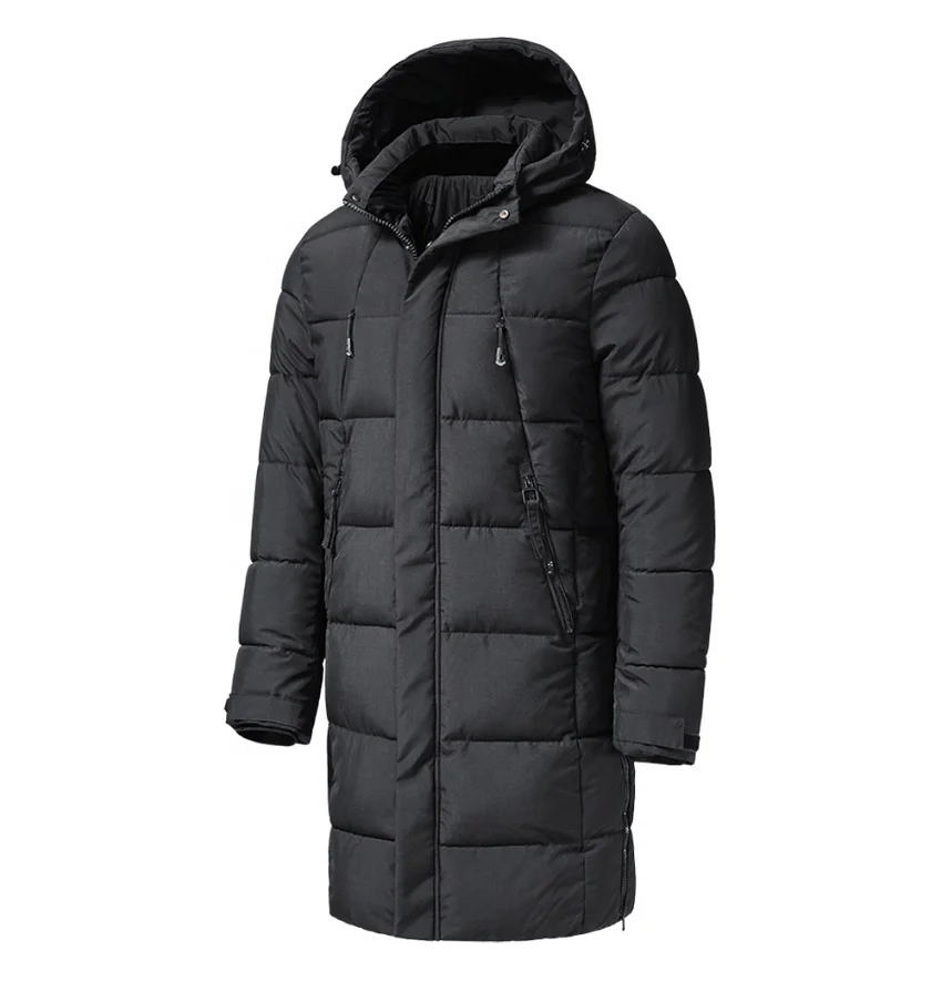Custom Over Sized Solid Color Winter Warm Bubble Thick Down Puffer Jacket With Hooded Long Sleeve Coat for Men