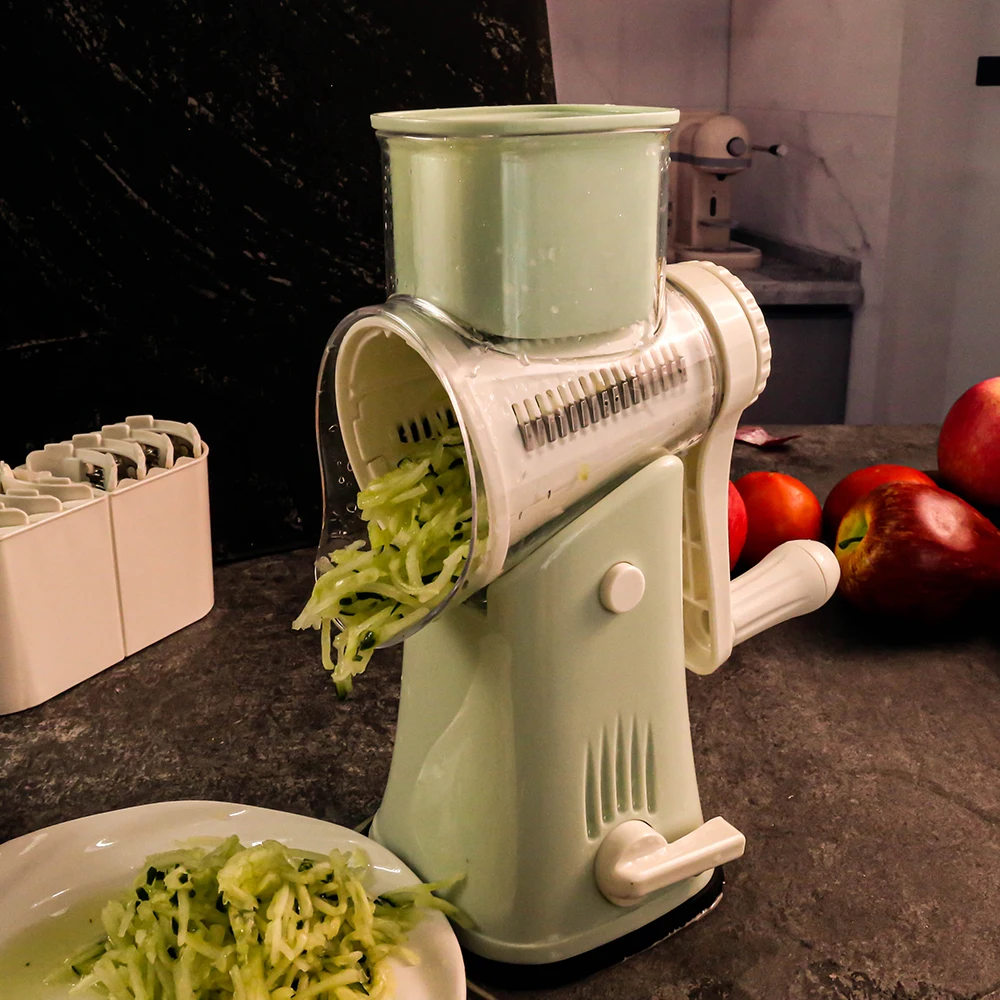 Manual Food Processor 5 Blades Cheese Grater Rotary Grater Handle