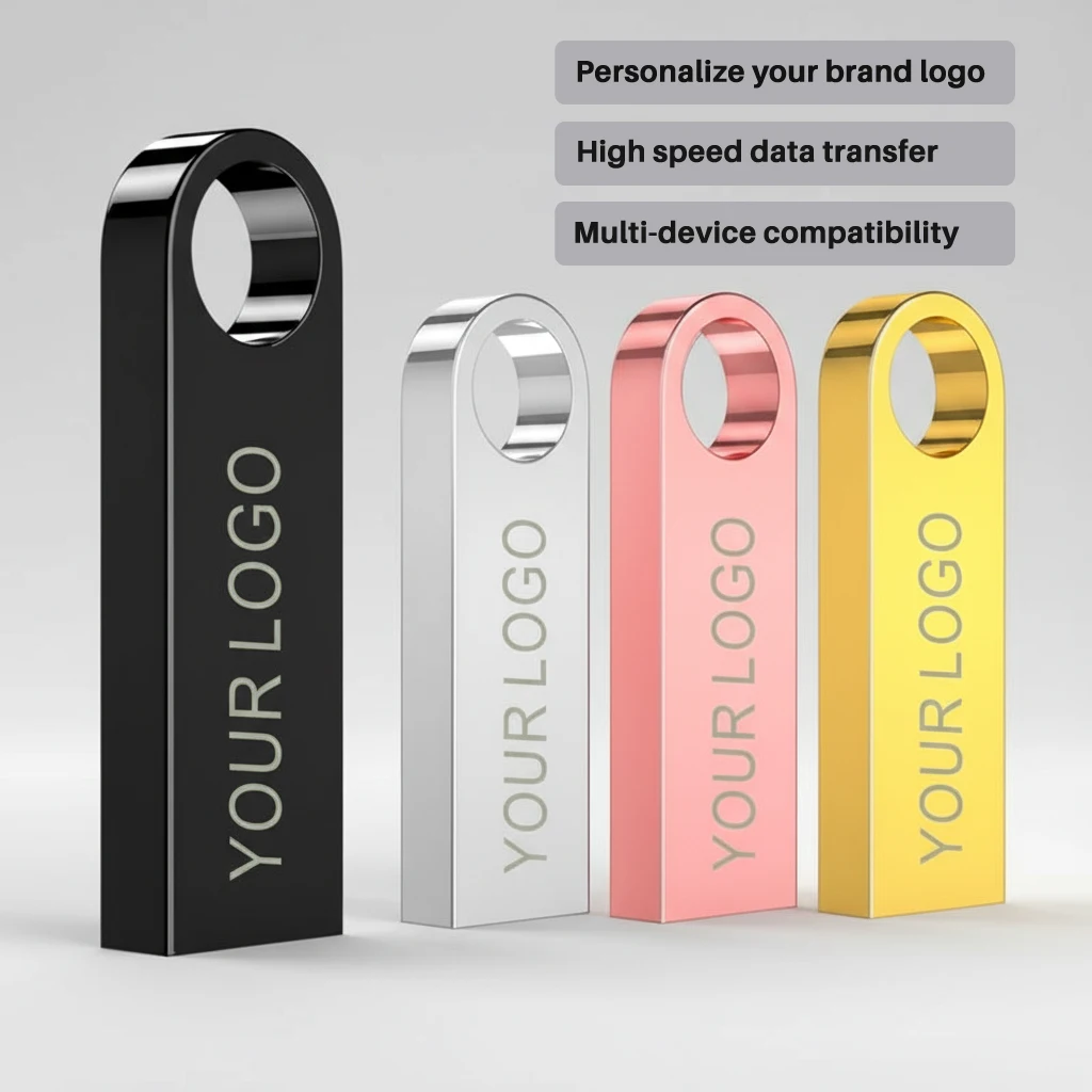 Custom Logo 64GB Metal Pendrive 2.0 Flash Drive - Image 3