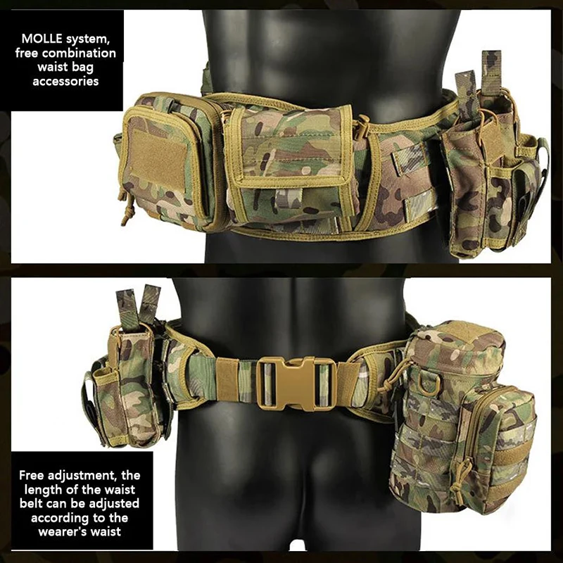 Premium Adjustable Multi-functional Camouflage Training Waist Outdoor Belt Multi Functional Carrying Equipment Waist Belt