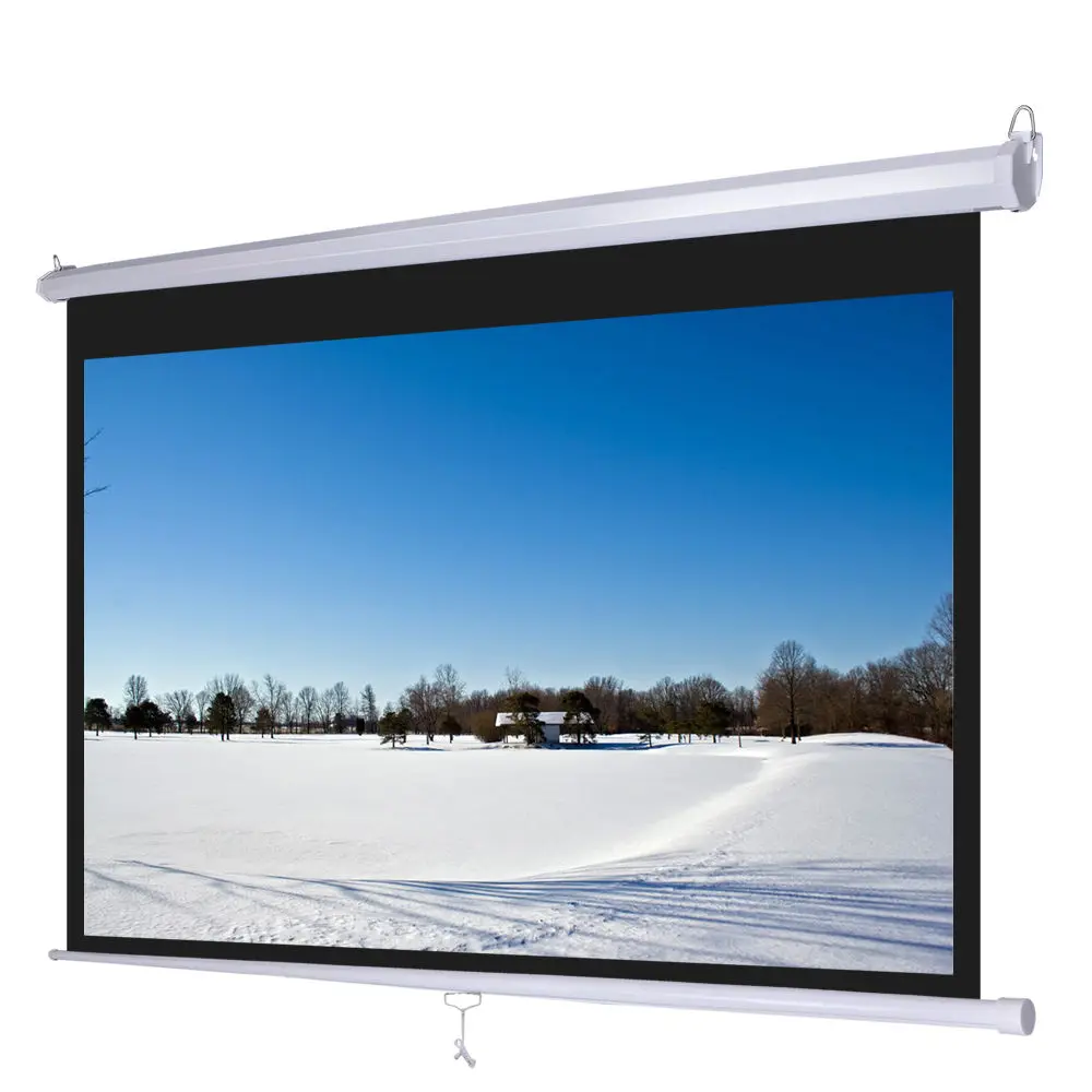 100inch 16:9 HD Pull Down Manual Projector Screen Matte White Indoor & Outdoor 