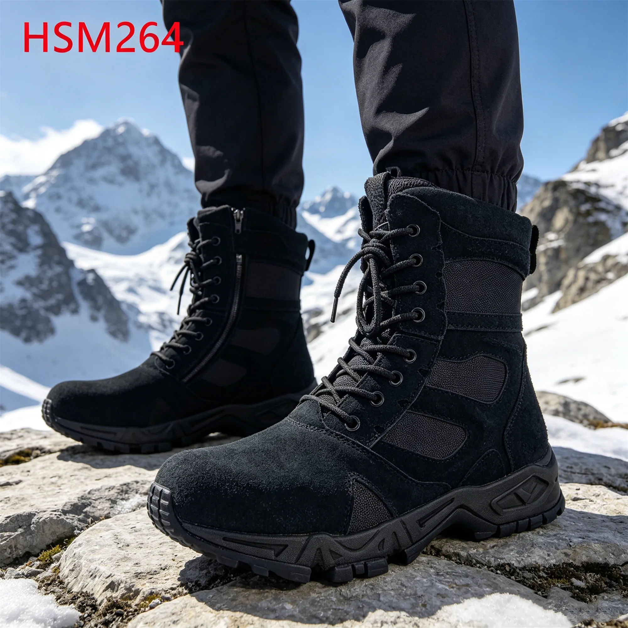 ZYF,Russia Market Popular Ankle Lock System Design Combat Boots Withstand Impact Outsole Black/tan Marching Boots HSM264