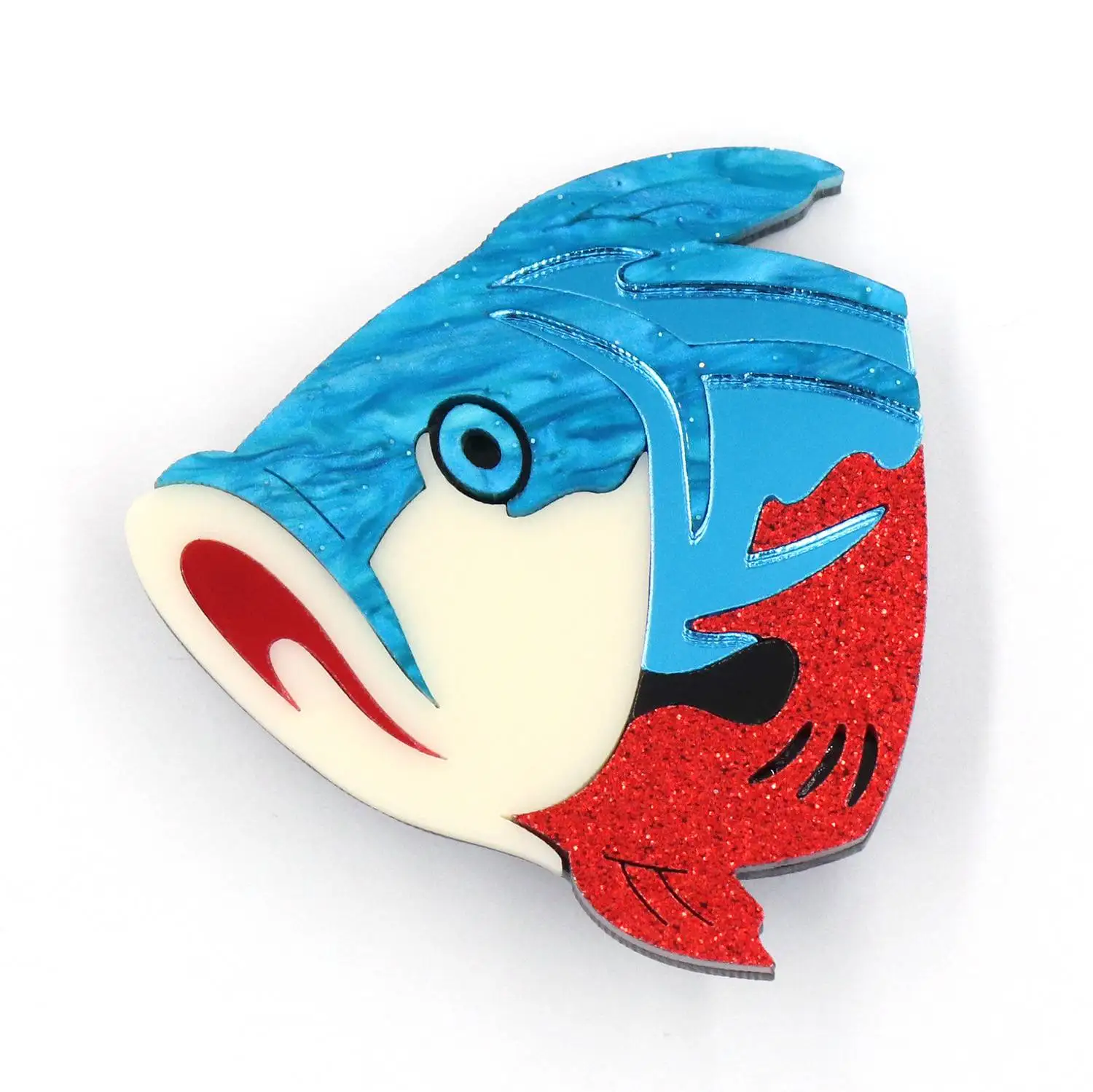 YYXBH1090 High Quality Acrylic Laser Cut Marine Fish Head Brooch for Animal Lovers Unisex Engagement Jewelry