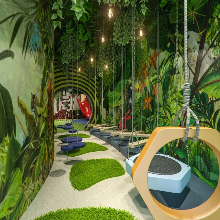 Forest Wood Theme Commercial Mall Kids Soft Play Area Obstacle Course Indoor Playground Equipment Fun Activities for Toddler