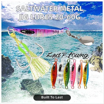 New Custom 60g Saltwater Lead Vertical Metal Jig Artificial Bait Fishing Jig Slow Pitch Jigging Lures for Salmon & Catfish – Metal Jig – view 3