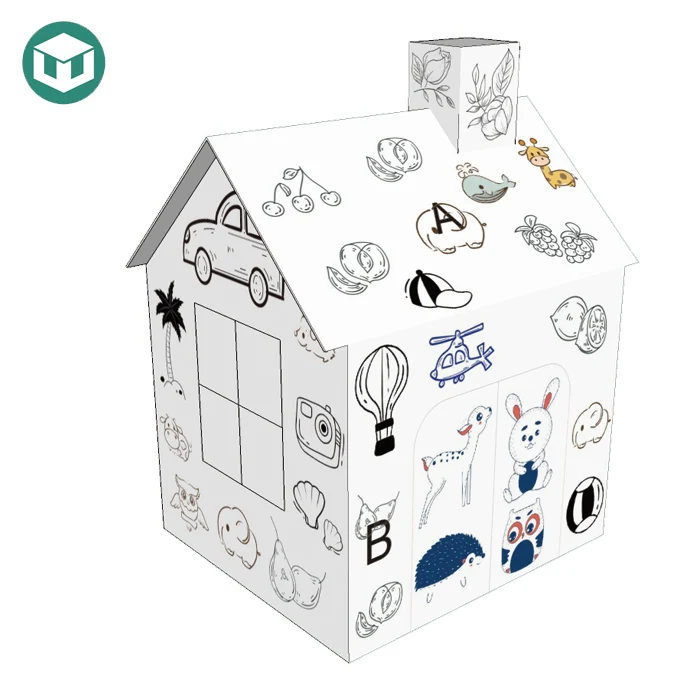 Customize Paper Furniture Cardboard Large Toy House for Houses Kids Cubby Cardboard House Coloring