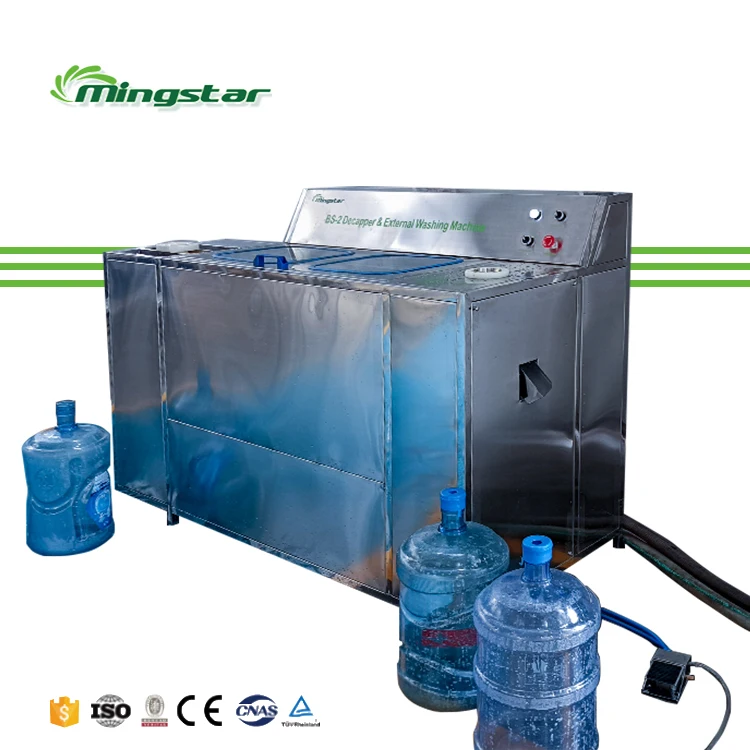 Mingstar Semi Automatic Manual  Plastic Bottle Washer De Capping Brush Inside Rotary 5 Gallon Bottle Washing Machine