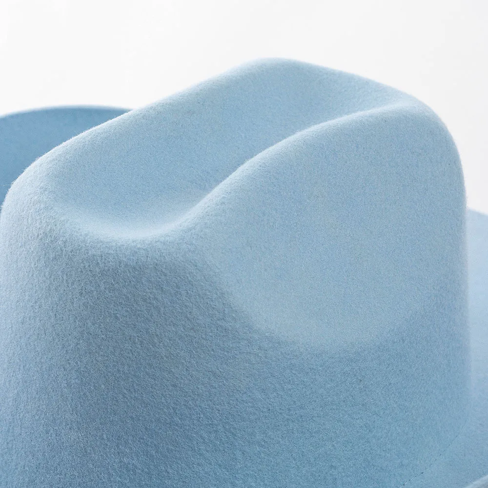 Blank Wool Felt Solid Color Cowboy Hats High Quality 100% Wool Wide Brim Wool Fedora Hats for Women Men Fashion Dress