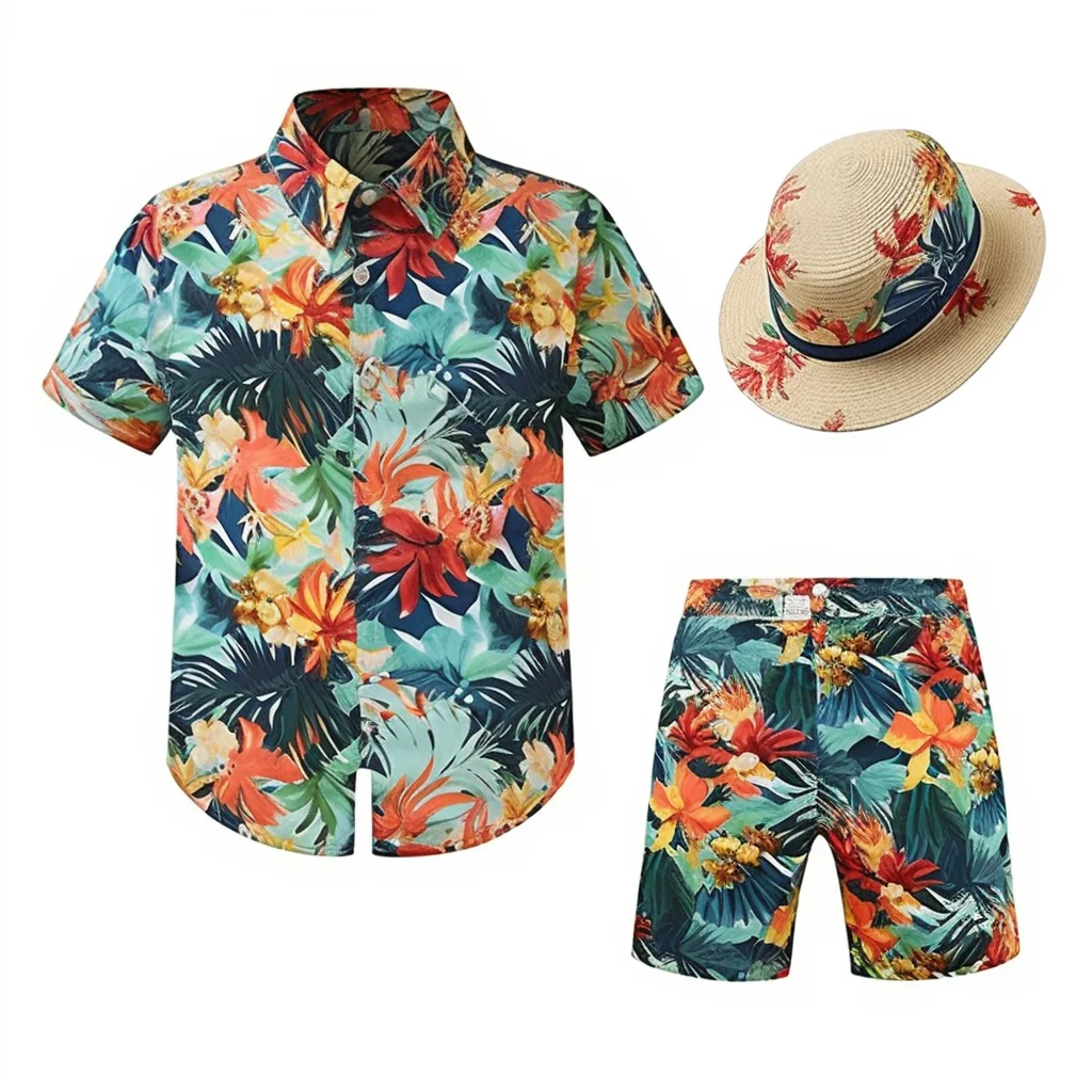 Tropical Paradise Floral Print Shirt and Shorts Set main image 0