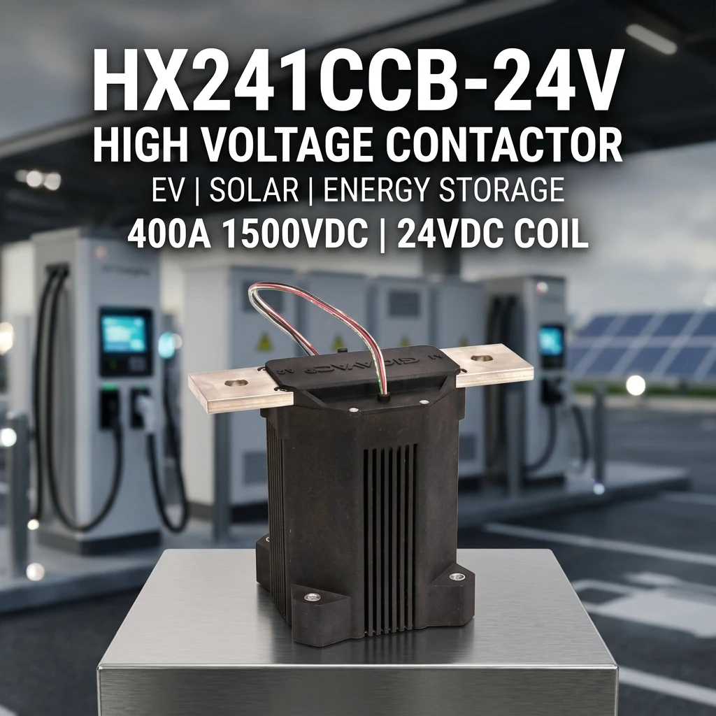 คอนแทคเตอร์กระแสตรงสำหรับพลังงานสะอาด รุ่น HX241CCB สำหรับ Sensata-Gigavac ความจุสูงสุด 400A, 24VDC, 1500VDC พร้อมฉนวนกันไฟฟ้าระดับสูงสำหรับระบบอัตโนมัติในอุตสาหกรรม