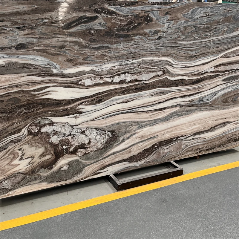 High Quality Wooden Marble Slab Book Match For Interior Wall Decor Bown Wood Veins Marble Tiles