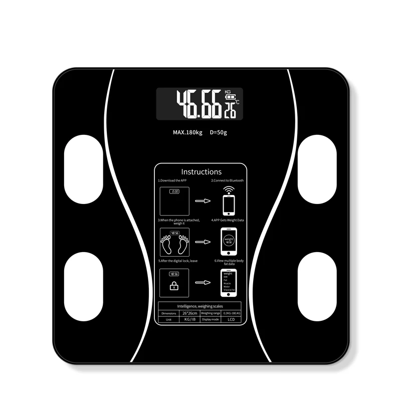 Bluetooth grasa corporal escala inteligente IMC Digital Baño escalas de peso Inalámbrico 180kg