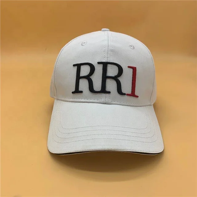 Embossed Metal White Robb Report 3D Embroidery Baseball Cap in Bulk