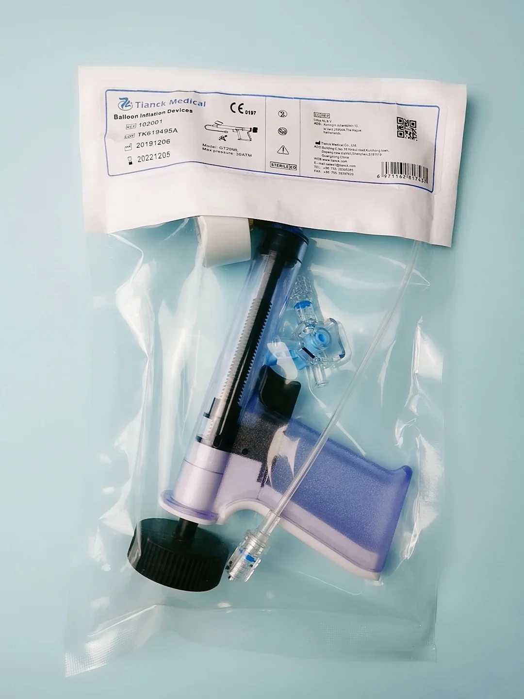 Tianck Consumable Medical Device Cardiac Angiography SC Balloon Catheter Pressure Gage Manometer Inflation Device