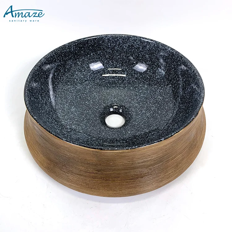 New design ceramic sanitary ware vanity bathroom sink round shape countertop wash hand art basin details