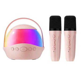 Portable Dual Microphone for Bluetooth Karaoke Speaker Set for Outdoor Family Parties RGB LED Lighting Jukebox 15 Inch Subwoof