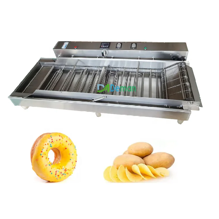 Chain Belt Continuous Deep Fryer Machine Automatic Flip Donut Machine Potato Chips Crisps Frying Machine