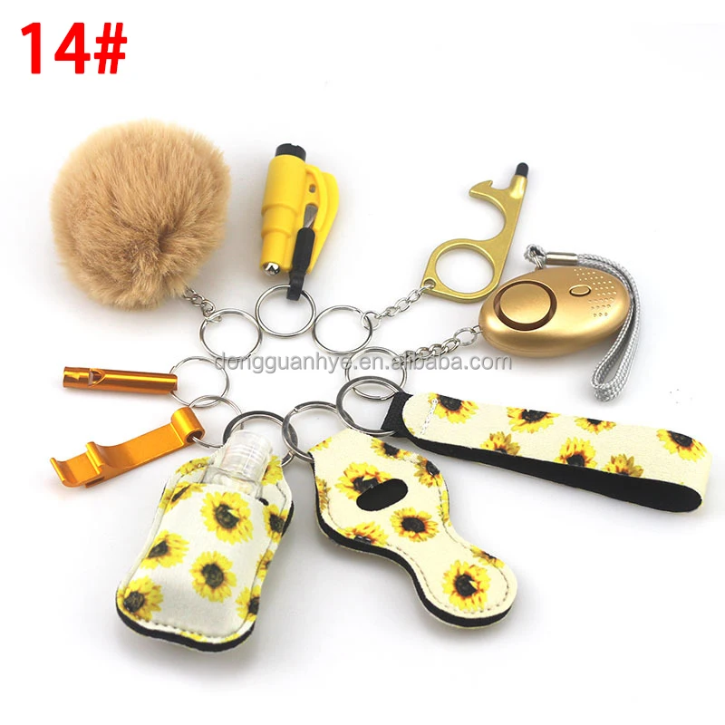 Custom Led Light Women Self Defense Key Chain With Diamond Metal