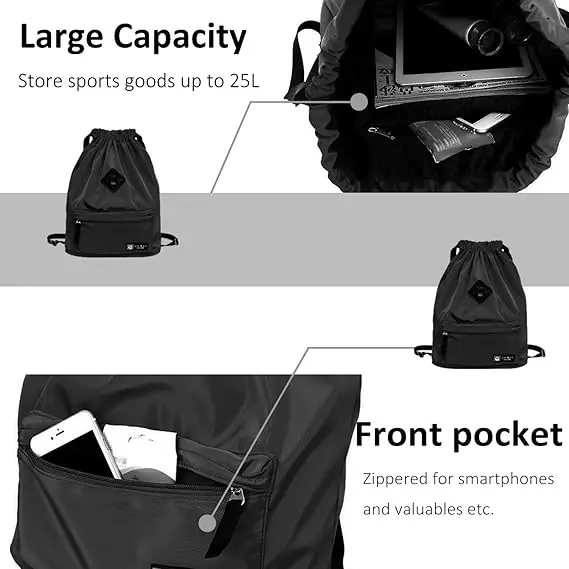 Custom Sport Style Drawstring Backpack Luxury Open PP Cotton Canvas Lining Padded Shoulder Strap Waterproof for Outdoor Use