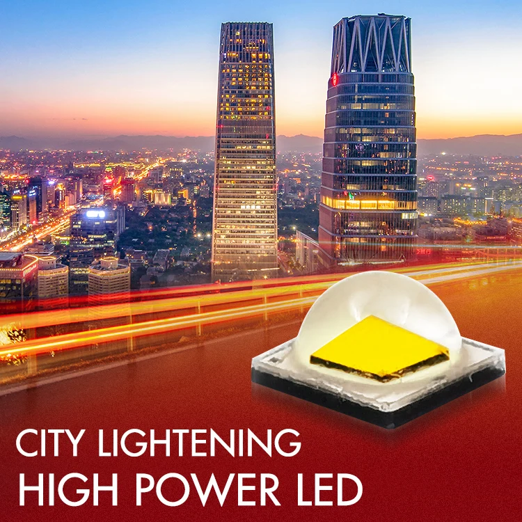 High Power SMD LED Chip 10W 5050 with 3000mA Max Current 5.0*5.0mm Size and 120lm/W Efficiency for City Lighting