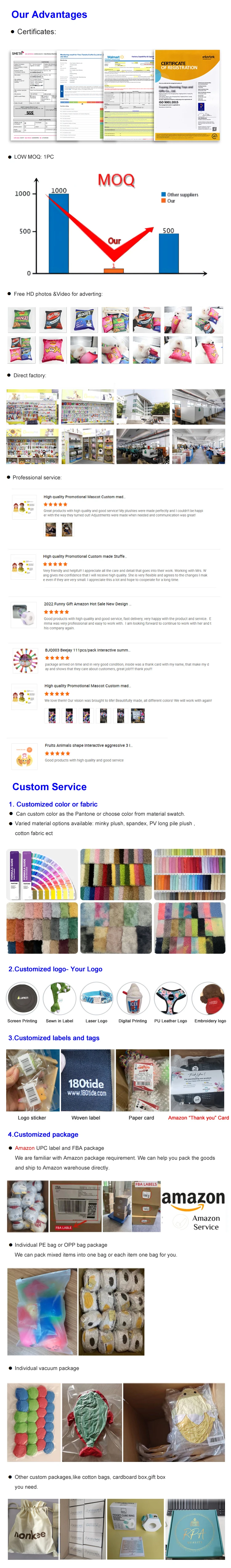 High quality Promotional Custom made Stuffed Cartoon Animal Customization make your own OEM plush soft toys