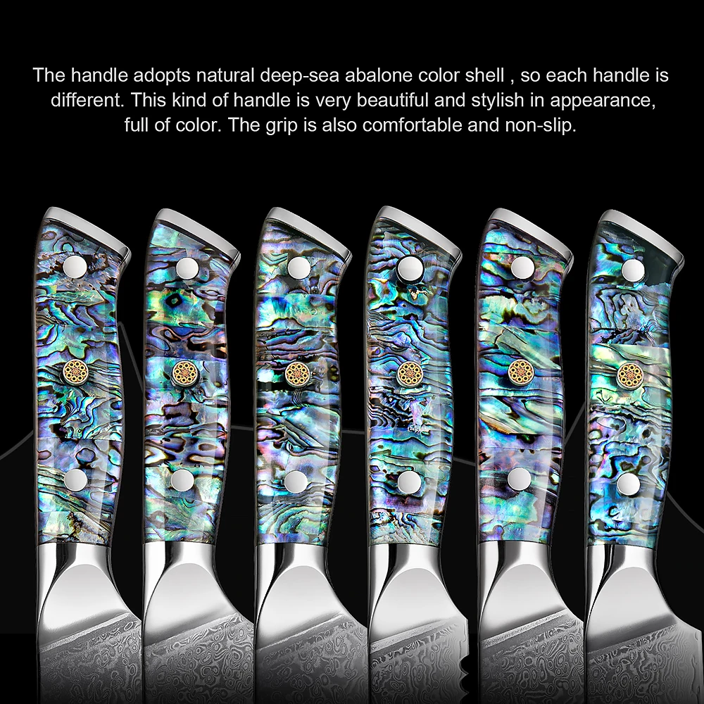 XITUO High Quality Bread Knife 67 Layer Damascus Steel Abalone Shell Handle Kitchen Santoku Chef's Knife Cooking Cutting Tool