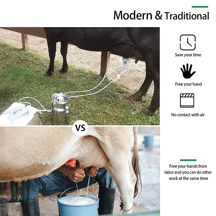 Cow Milking Machine Auto-Stop Device for Cow Livestock Household Farm Stainless Steel Food Grade Bucket Milking 14L