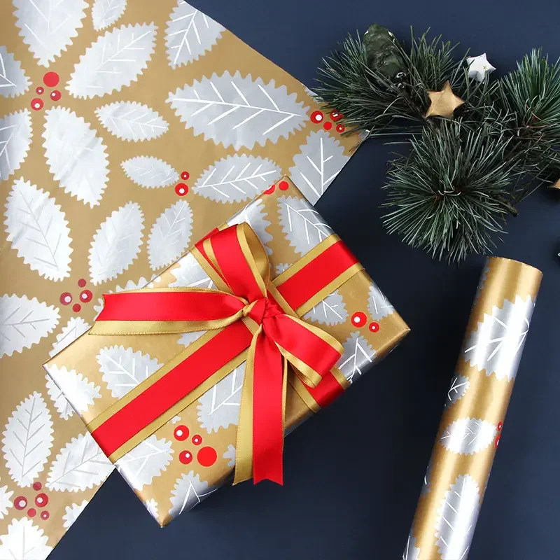 Custom Printed Christmas Wrapping Paper Popular Gift Packaging Paper Luxury Wrapping Flower Paper
